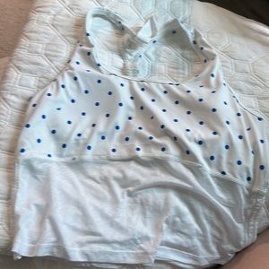 White with blue polka dot crop top